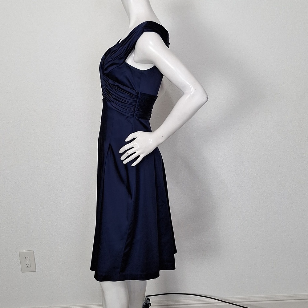 Calvin Klein Navy Ruched Sleeveless Fit & Flare Dress Size 2 - Picture 10 of 13
